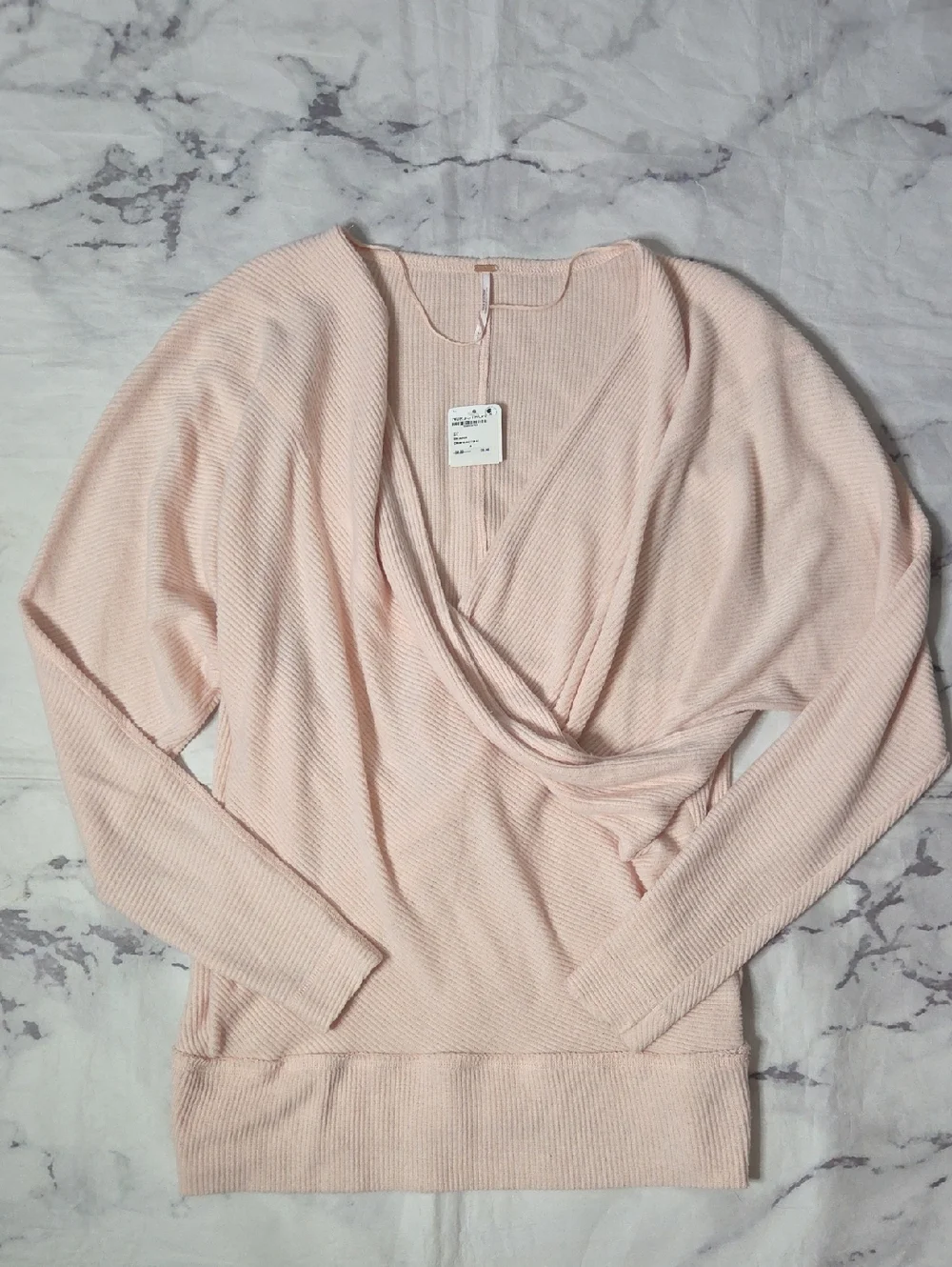 Free People Cozy With You Ribbed Wrap Pullover Sweater In Champagne Toast